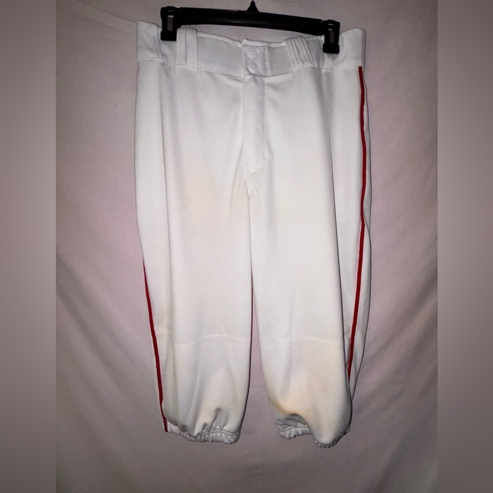 2 pair Kids White Baseball Pants with Red Stripe